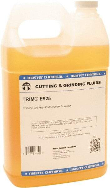 Master Fluid Solutions - Trim E925, 1 Gal Bottle Emulsion Fluid - Water Soluble, For Cutting, Drilling, Sawing, Grinding - Industrial Tool & Supply