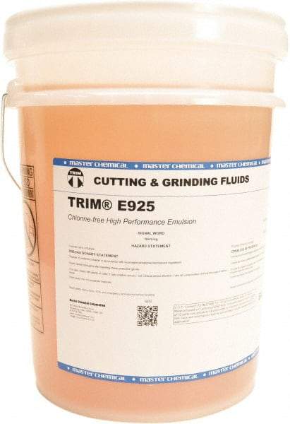 Master Fluid Solutions - Trim E925, 5 Gal Pail Emulsion Fluid - Water Soluble, For Cutting, Drilling, Sawing, Grinding - Industrial Tool & Supply