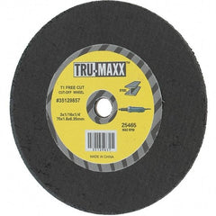 Tru-Maxx - 3" 36 Grit Aluminum Oxide Cutoff Wheel - 1/16" Thick, 1/4" Arbor, Use with Die Grinders - Industrial Tool & Supply