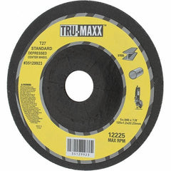 Tru-Maxx - 60 Grit, 5" Wheel Diam, 7/8" Arbor Hole, Type 27 Depressed Center Wheel - Medium Grade, Aluminum Oxide, R Hardness, Compatible with Angle Grinder - Industrial Tool & Supply