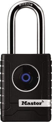 Master Lock - 2" Shackle Clearance, Blue Tooth Padlock - 11/32" Shackle Diam, Die Cast Body with Boron-Carbide Shackle - Industrial Tool & Supply