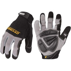 ironCLAD - Size L (9) Synthetic Leather Work Gloves - For Mechanic's & Lifting, Uncoated, Hook & Loop Cuff, Full Fingered, Black, Paired - Industrial Tool & Supply