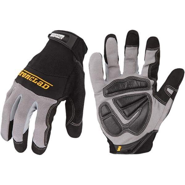 ironCLAD - Size XL (10) Synthetic Leather Work Gloves - For Mechanic's & Lifting, Uncoated, Hook & Loop Cuff, Full Fingered, Black, Paired - Industrial Tool & Supply