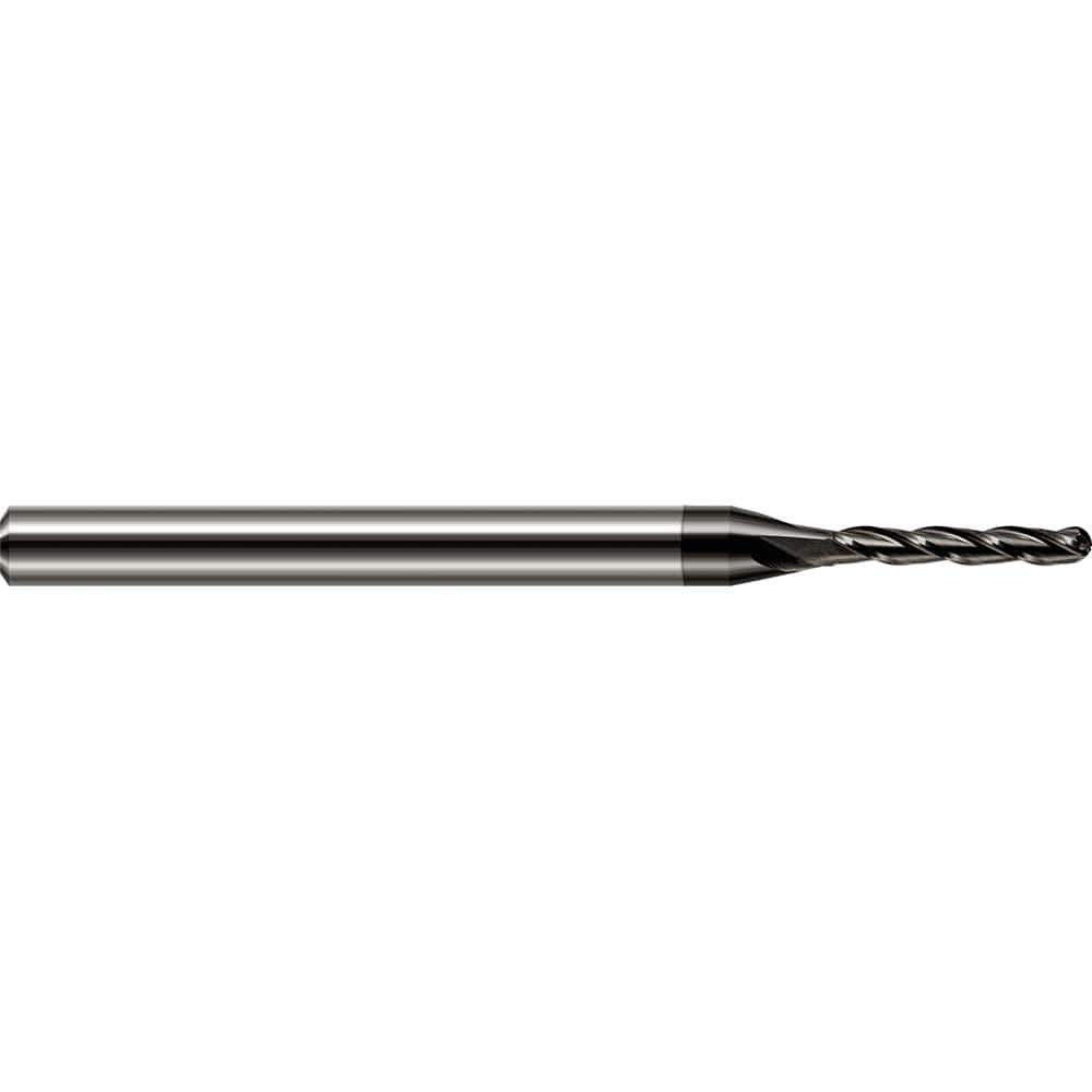 Ball End Mill: 0.118″ Dia, 3 Flute, Solid Carbide 2-1/2″ OAL, 1/8″ Shank Dia, 30 ° Helix, Amorphous Diamond Coated