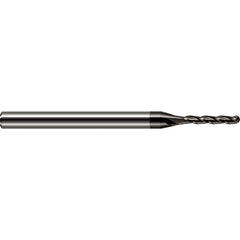 Ball End Mill: 0.06″ Dia, 3 Flute, Solid Carbide 2-1/2″ OAL, 1/8″ Shank Dia, 30 ° Helix, Amorphous Diamond Coated
