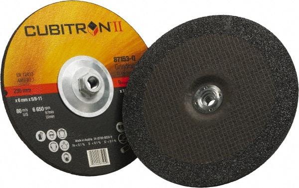 3M - 36 Grit, 9" Wheel Diam, 1/4" Wheel Thickness, Type 27 Depressed Center Wheel - Coarse Grade, Ceramic, Resinoid Bond, Q Hardness, 6,650 Max RPM, Compatible with Angle Grinder - Industrial Tool & Supply