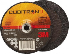 3M - 36 Grit, 4" Wheel Diam, 1/4" Wheel Thickness, 3/8" Arbor Hole, Type 27 Depressed Center Wheel - Coarse Grade, Ceramic, Resinoid Bond, Q Hardness, 15,000 Max RPM, Compatible with Angle Grinder - Industrial Tool & Supply