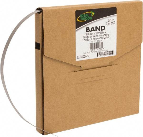 IDEAL TRIDON - Stainless Steel Banding Strap Roll - 1/4" Wide x 0.02" Thick - Industrial Tool & Supply