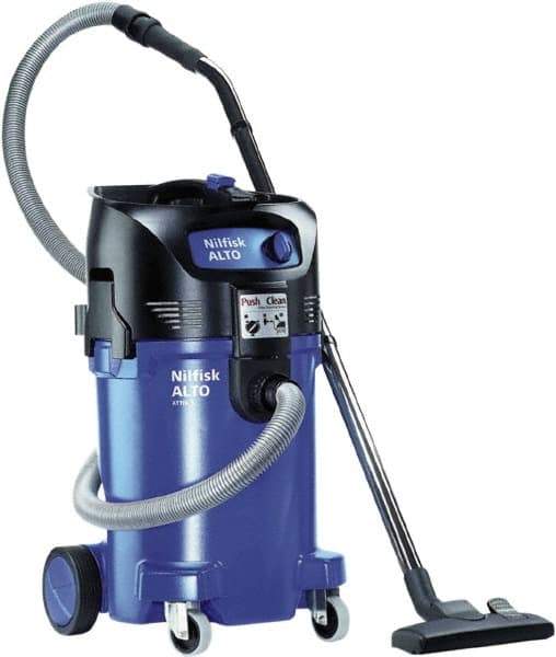 Nilfisk - 12 Gal Plastic Tank, Electric Powered Wet/Dry Vacuum - 1.34 Peak hp, 120 Volt, 8.3 Amps, 10' Hose Fitting, General Purpose Filter, Accessories Included - Industrial Tool & Supply