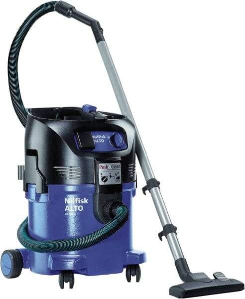 Nilfisk - 8 Gal Plastic Tank, Electric Powered Wet/Dry Vacuum - 1.34 Peak hp, 120 Volt, 8.3 Amps, 10' Hose Fitting, General Purpose Filter, Accessories Included - Industrial Tool & Supply