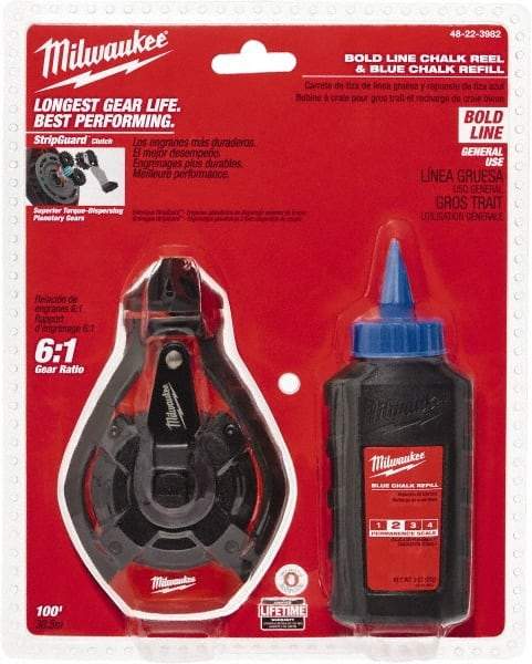Milwaukee Tool - 100' Long Chalk Reel, Chalk, Line Level - Industrial Tool & Supply
