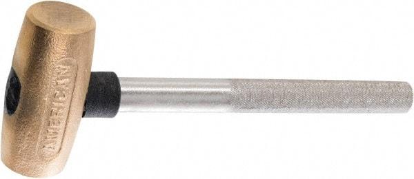 American Hammer - 2 Lb Head 1-1/2" Face Brass Hammer - 12" OAL, Steel Handle - Industrial Tool & Supply
