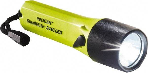 Pelican Products, Inc. - White LED Bulb, 126 Lumens, Industrial/Tactical Flashlight - Yellow Plastic Body, 4 AA Alkaline Batteries Included - Industrial Tool & Supply