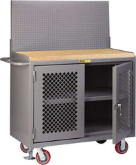 Little Giant - Mobile Bench Cabinet with Pegboard Panel - Steel, Fixed Leg, Gray, 53-1/2" Long x 24" Deep x 43" High - Industrial Tool & Supply