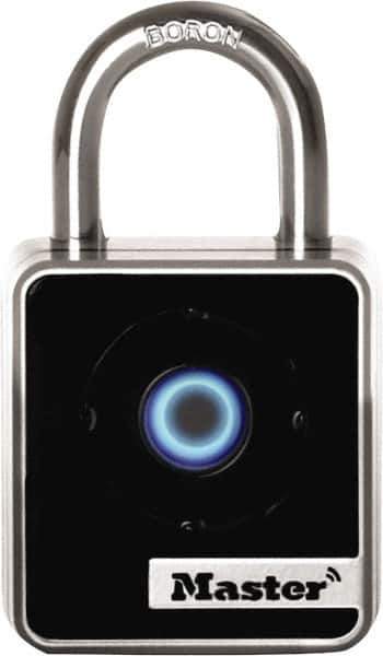 Master Lock - 7/8" Shackle Clearance, Blue Tooth Padlock - 9/32" Shackle Diam, Die Cast Body with Boron-Carbide Shackle - Industrial Tool & Supply
