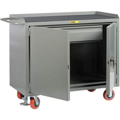 Little Giant - 3,600 Lb Capacity, 1 Drawer, 2 Door Mobile Service Bench - 41" Wide x 24" Deep x 43" High, Steel, Gray - Industrial Tool & Supply
