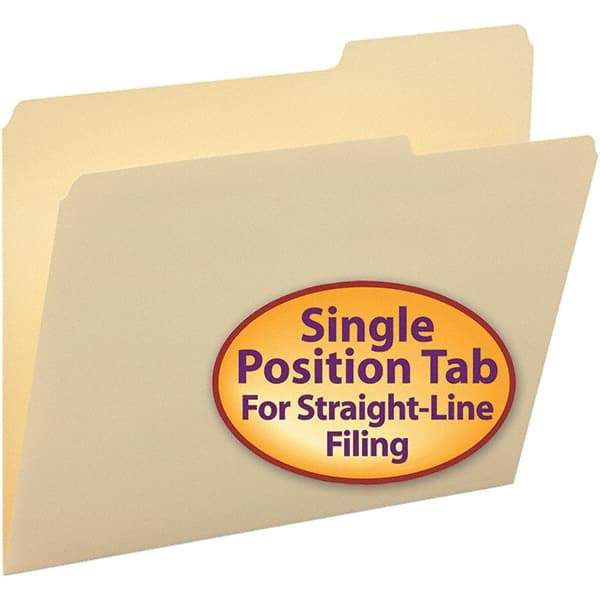 SMEAD - 11-5/8 x 9-1/2", Letter Size, Manila, File Folders with Top Tab - 11 Point Stock, Right of Center Tab Cut Location - Industrial Tool & Supply