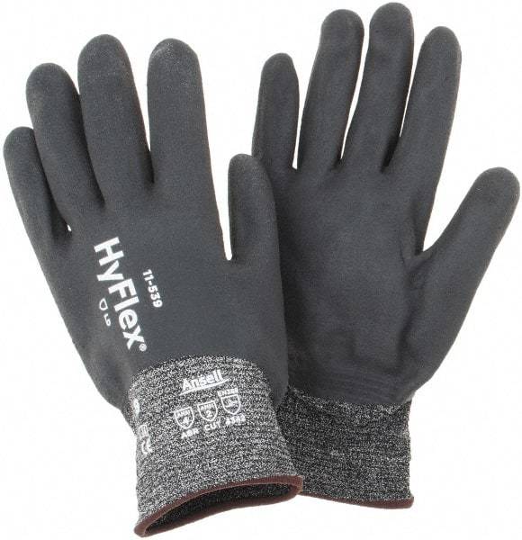 Ansell - Size L, ANSI Cut Lvl A2, Abrasion Lvl 4, Nitrile Coated Cut Resistant Gloves - Fully Coated Coated, Black - Industrial Tool & Supply