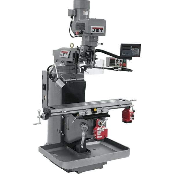 Jet - 9" Table Width x 49" Table Length, Electronic Variable Speed Control, 3 Phase Knee Milling Machine - 3 hp - Industrial Tool & Supply
