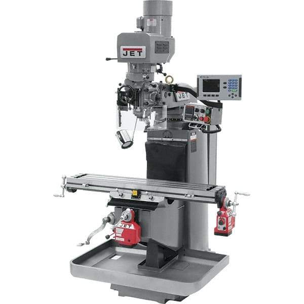 Jet - 9" Table Width x 49" Table Length, Electronic Variable Speed Control, 3 Phase Knee Milling Machine - 3 hp - Industrial Tool & Supply
