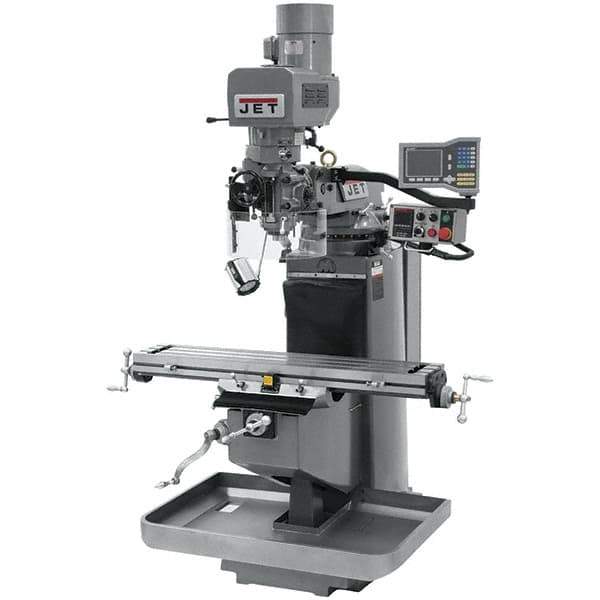 Jet - 9" Table Width x 49" Table Length, Electronic Variable Speed Control, 3 Phase Knee Milling Machine - 3 hp - Industrial Tool & Supply