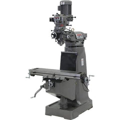Jet - 9" Table Width x 42" Table Length, Step Pulley Control, 1 Phase Knee Milling Machine - 2 hp - Industrial Tool & Supply