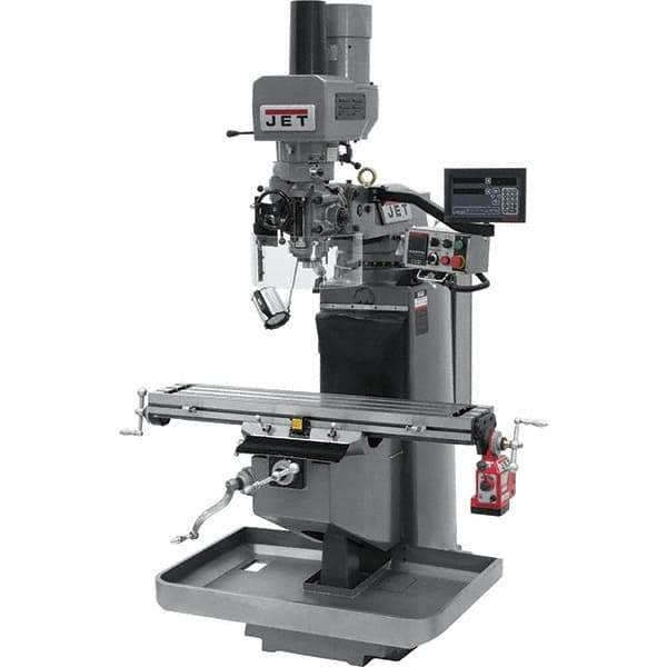 Jet - 9" Table Width x 49" Table Length, Electronic Variable Speed Control, 3 Phase Knee Milling Machine - 3 hp - Industrial Tool & Supply