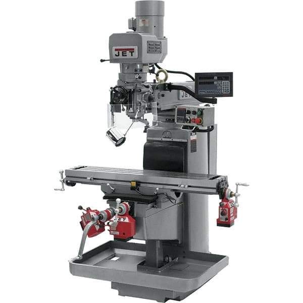 Jet - 10" Table Width x 50" Table Length, Electronic Variable Speed Control, 3 Phase Knee Milling Machine - 3 hp - Industrial Tool & Supply
