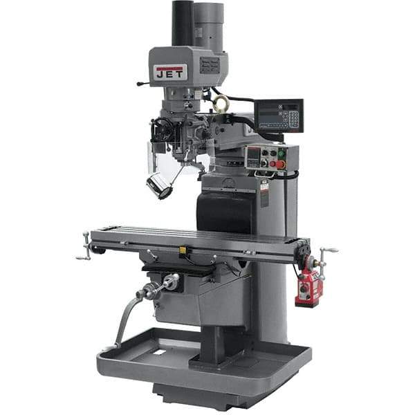Jet - 10" Table Width x 50" Table Length, Electronic Variable Speed Control, 3 Phase Knee Milling Machine - 3 hp - Industrial Tool & Supply