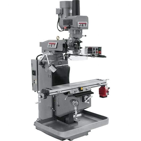 Jet - 9" Table Width x 49" Table Length, Electronic Variable Speed Control, 3 Phase Knee Milling Machine - 3 hp - Industrial Tool & Supply