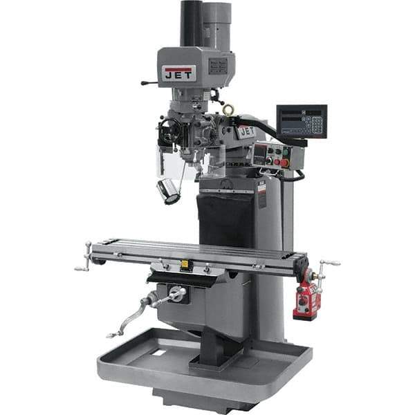 Jet - 9" Table Width x 49" Table Length, Electronic Variable Speed Control, 3 Phase Knee Milling Machine - 3 hp - Industrial Tool & Supply