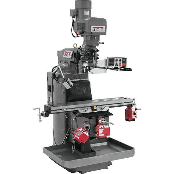 Jet - 9" Table Width x 49" Table Length, Electronic Variable Speed Control, 3 Phase Knee Milling Machine - 3 hp - Industrial Tool & Supply