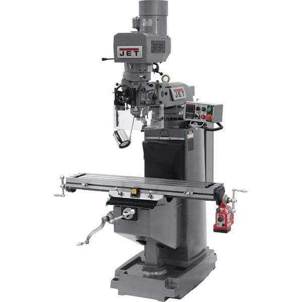 Jet - 9" Table Width x 49" Table Length, Electronic Variable Speed Control, 3 Phase Knee Milling Machine - 3 hp - Industrial Tool & Supply