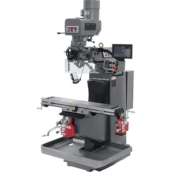 Jet - 9" Table Width x 49" Table Length, Electronic Variable Speed Control, 3 Phase Knee Milling Machine - 3 hp - Industrial Tool & Supply