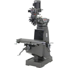 Jet - 9" Table Width x 42" Table Length, Step Pulley Control, 1 Phase Knee Milling Machine - 2 hp - Industrial Tool & Supply