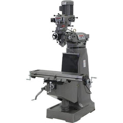 Jet - 9" Table Width x 42" Table Length, Step Pulley Control, 1 Phase Knee Milling Machine - 2 hp - Industrial Tool & Supply