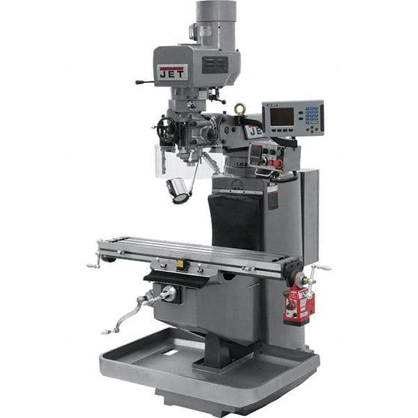 Jet - 9" Table Width x 49" Table Length, Electronic Variable Speed Control, 3 Phase Knee Milling Machine - 3 hp - Industrial Tool & Supply