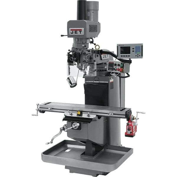 Jet - 9" Table Width x 49" Table Length, Electronic Variable Speed Control, 3 Phase Knee Milling Machine - 3 hp - Industrial Tool & Supply