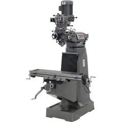 Jet - 9" Table Width x 42" Table Length, Step Pulley Control, 3 Phase Knee Milling Machine - 2 hp - Industrial Tool & Supply