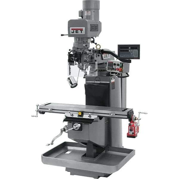 Jet - 9" Table Width x 49" Table Length, Electronic Variable Speed Control, 3 Phase Knee Milling Machine - 3 hp - Industrial Tool & Supply