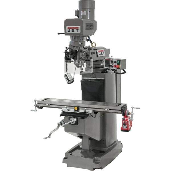 Jet - 10" Table Width x 50" Table Length, Electronic Variable Speed Control, 3 Phase Knee Milling Machine - R8 Spindle Taper, 3 hp - Industrial Tool & Supply