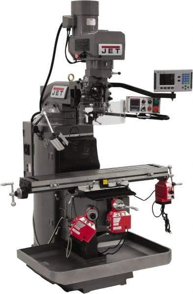 Jet - 9" Table Width x 49" Table Length, Electronic Variable Speed Control, 3 Phase Knee Milling Machine - 3 hp - Industrial Tool & Supply