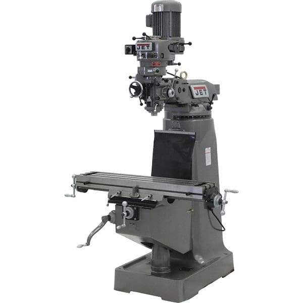 Jet - 9" Table Width x 42" Table Length, Step Pulley Control, 1 Phase Knee Milling Machine - 2 hp - Industrial Tool & Supply
