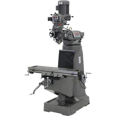 Jet - 9" Table Width x 42" Table Length, Step Pulley Control, 1 Phase Knee Milling Machine - 2 hp - Industrial Tool & Supply