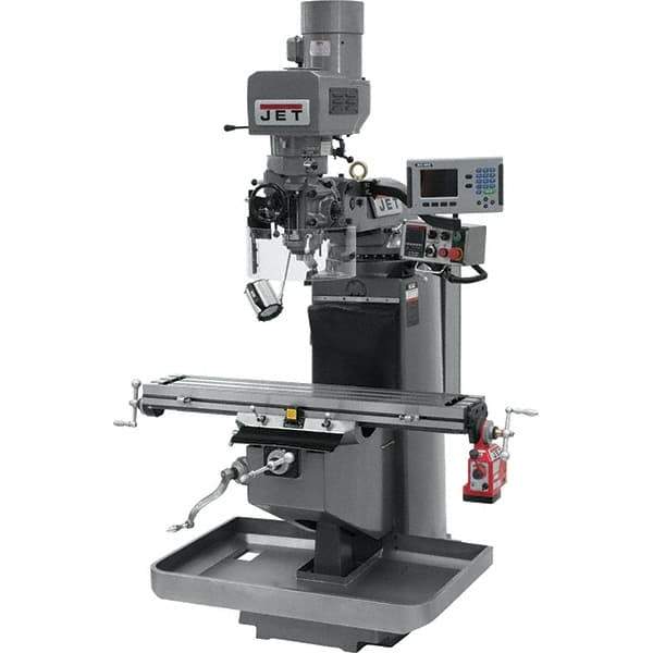 Jet - 9" Table Width x 49" Table Length, Electronic Variable Speed Control, 3 Phase Knee Milling Machine - 3 hp - Industrial Tool & Supply