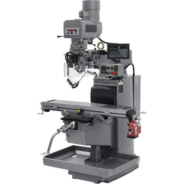 Jet - 10" Table Width x 50" Table Length, Electronic Variable Speed Control, 3 Phase Knee Milling Machine - 3 hp - Industrial Tool & Supply