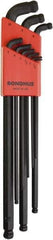 Bondhus - 9 Piece L-Key Ball End Hex Key Set - Hex Range 1.5 to 10mm, Protanium High Torque Steel - Industrial Tool & Supply