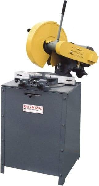 Kalamazoo - 14" Blade Diam, 1" Arbor Hole, Miter Chop & Cutoff Saw - 4,400 RPM, 5 hp, 220/440 Volts, 3 Phase - Industrial Tool & Supply