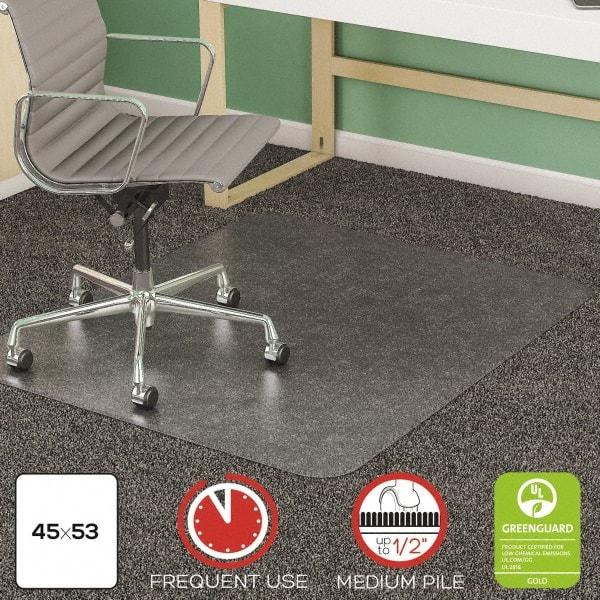 Deflect-o - 53" Long x 45" Wide, Chair Mat - Rectangular, Beveled Edge Style - Industrial Tool & Supply