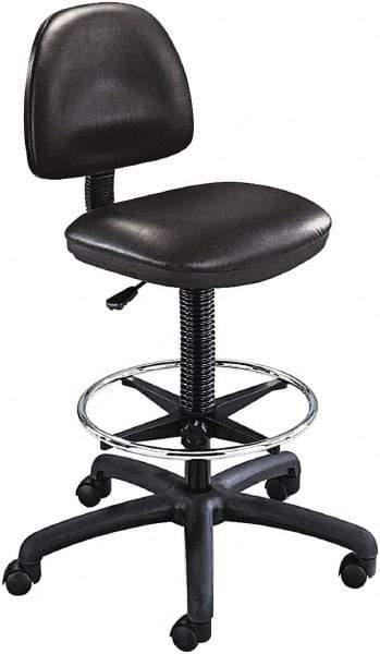 Safco - 25 Inch Wide x 25 Inch Deep x 54 Inch High, Swivel Base, Drafting Chair Stool - Vinyl Seat, Black - Industrial Tool & Supply